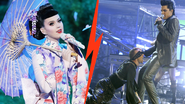Katy Perry no AMA de 2013 e Adam Lambert no AMA de 2019 - Getty Images
