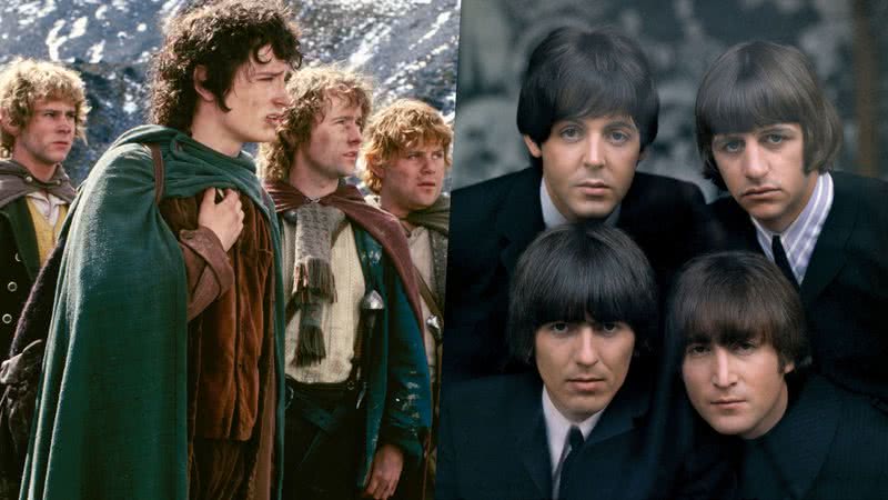 Cena do filme "O Senhor dos Anéis" | John Lennon, Paul McCartney, George Harrison e Ringo Starr em foto dos Beatles - Divulgação/ New Line Cinema | Reprodução