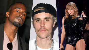 Kanye West , Justin Bieber e Taylor Swift na lista dos artistas mais cancelados - Getty Images