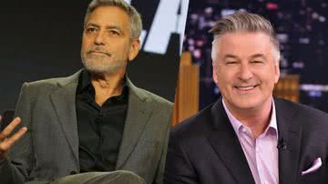 George Clooney no painel da Hulu no Winter TCA de 2019 // Alec Baldwin no "The Tonight Show Starring Jimmy Fallon", em 2017 - Getty Images