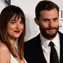 Jamie Dornan e Dakota Johnson da pré-estrei de "50 Tons de Cinza", em Londres, 2015 - Getty Images