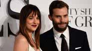 Jamie Dornan e Dakota Johnson da pré-estrei de "50 Tons de Cinza", em Londres, 2015 - Getty Images