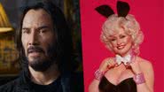 Keanu Reeves em cena de "Matrix: Resurrections", quarto filme da franquia | Dolly Parton em capa da Playboy de outubro de 1978 - Divulgação/Warner Bros. | Divulgação/Playboy