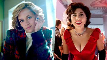 Kristen Stewart como Princesa Diana em "Spencer" | Lady Gaga como Patrizia Reggiani em "House of Gucci" - Diamond Films/Pablo Larraín | Divulgação/Universal Pictures