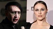 Marilyn Manson durante evento na Inglaterra, em 2015 | Evan Rachel Wood na première da terceira temporada de "Westworld", em 2020 - Danny E. Martindale/Getty Images | Frazer Harrison/Getty Images