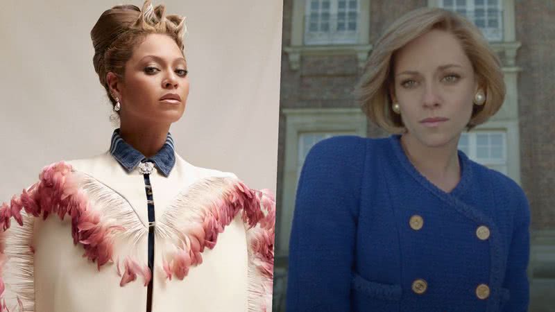 Beyoncé em sessão de fotos para revista Harper's Bazaar | Kristen Stewart caracterizada como Princesa Diana no filme "Spencer" - Harper's Bazaar/Campbell Addy | Pablo Larraín/Diamond Films