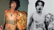 Lily James e Sebastian Stan imitam pose icônica de Pamela Anderson e Tommy Lee - Reprodução