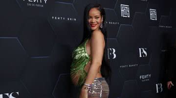Rihanna celebrando suas marcas de beleza Fenty Beauty e Fenty Skin no Goya Studios, em Los Angeles, Califórnia - Getty Images