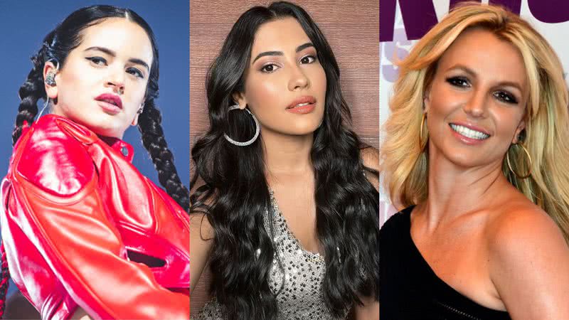 Thaynara OG revela encontro com Rosalía e Britney Spears: "Muito surreal" - Mariano Regidor/Redferns/Getty Images | Reprodução/Instagram - @thaynaraog | Frazer Harrison/Getty Images