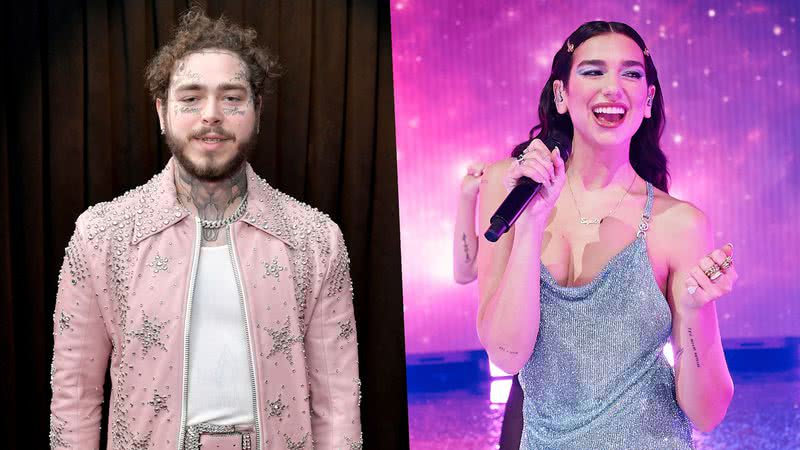 Post Malone no Grammy 2019 | Dua Lipa no AMA 2020 - Neilson Barnard/Getty Images for The Recording Academy | Gareth Cattermole/Getty Images for dcp