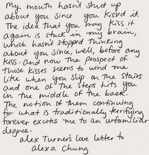 A carta perdida de Alex Turner para Alexa Chung