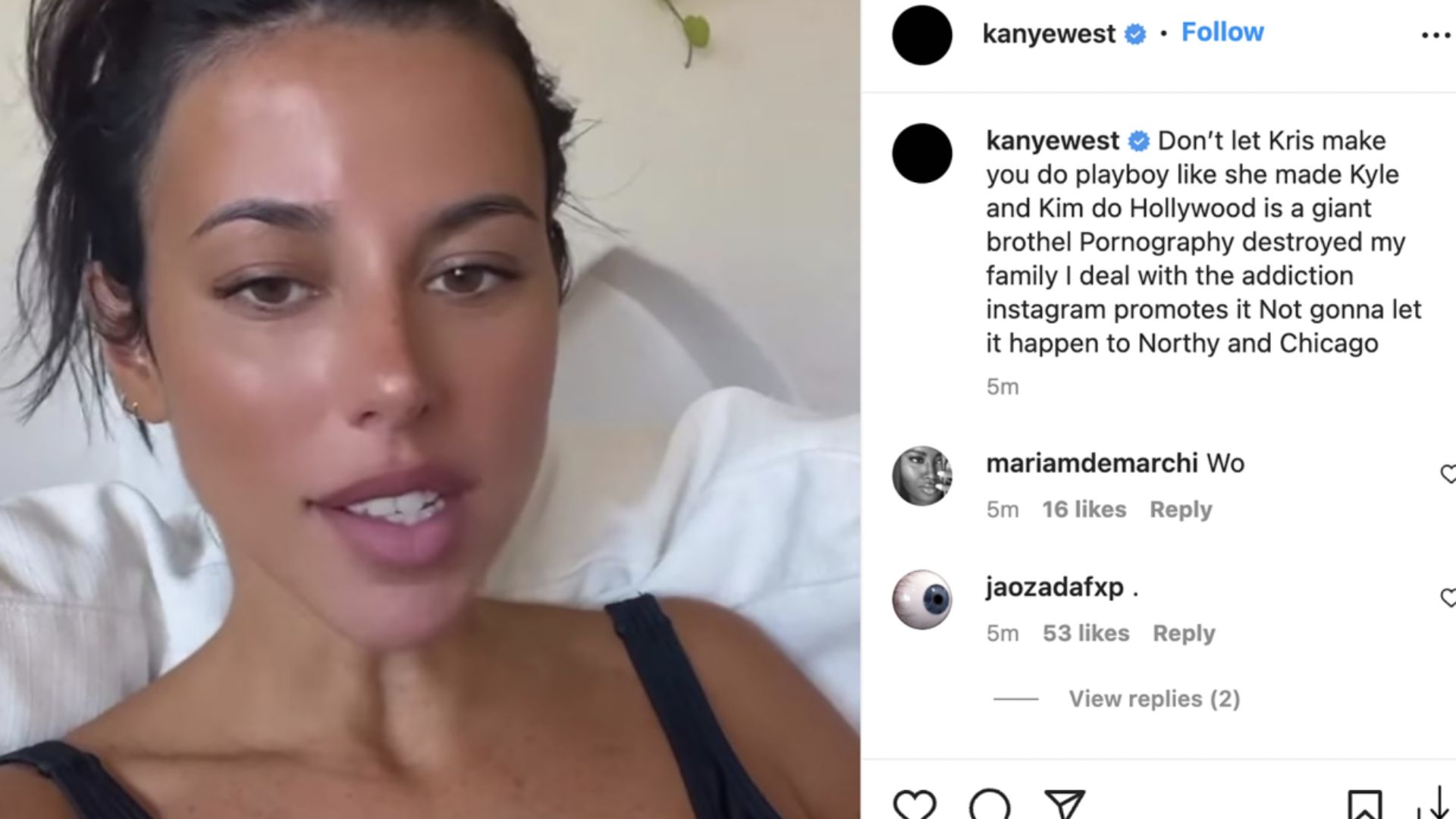 Post de Kanye West no Instagram