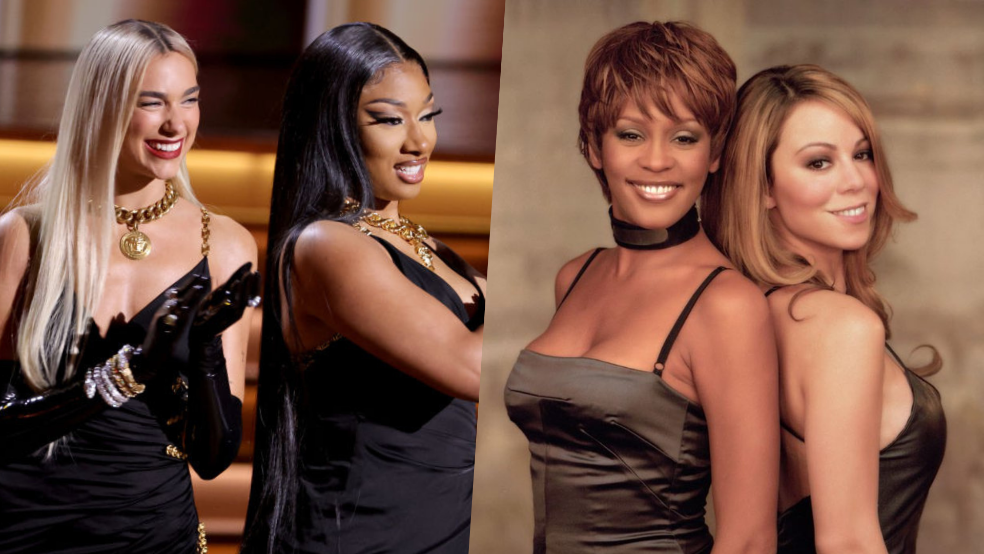 Dua Lipa e Megan Thee recriam momento icônico de Whitney e Mariah nos Grammys