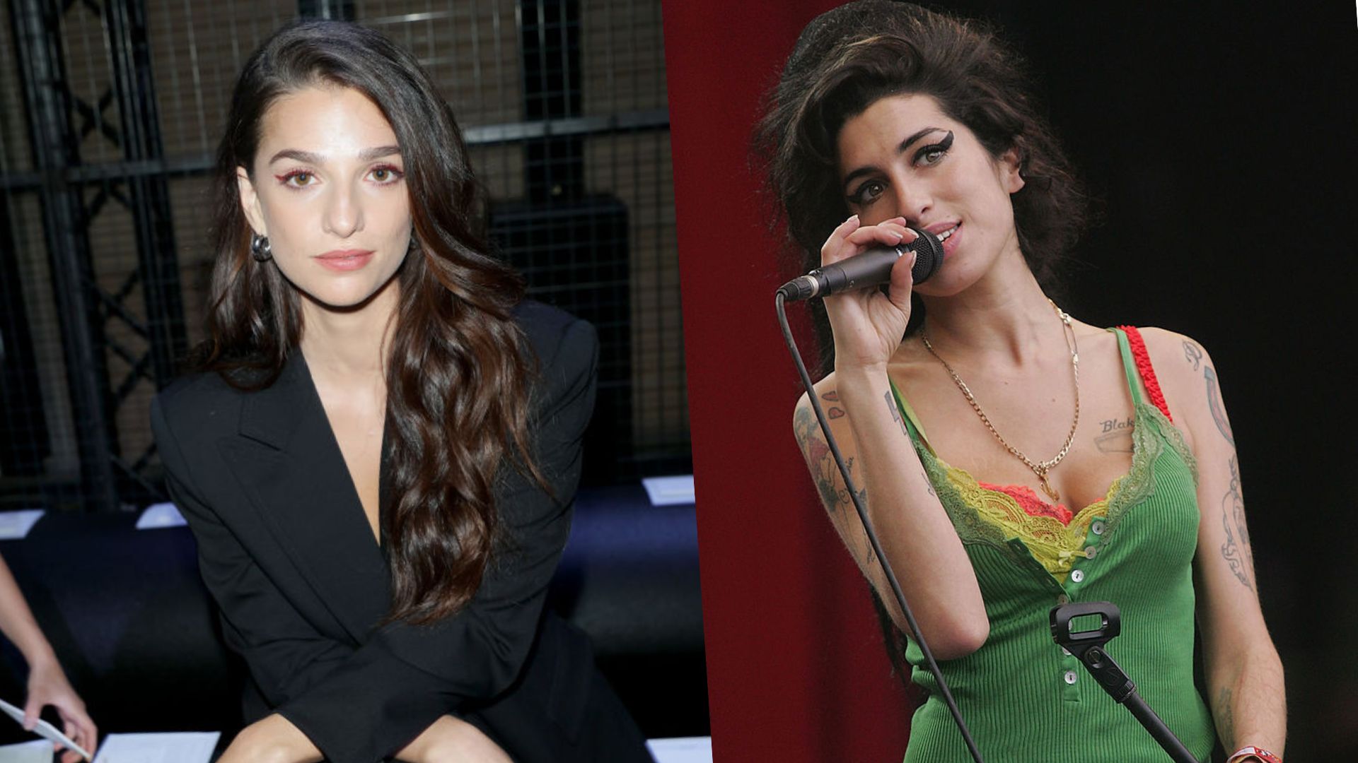 Marisa Abela caracterizada como Amy Winehouse no set de Back to Black